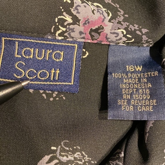 C womens Laura Scott floral long sleeve button down plus size blouse 16W - Picture 3 of 3